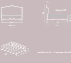 Letto classico con giroletto Letto 800 consumato luxury Md work a prezzo ribassato
