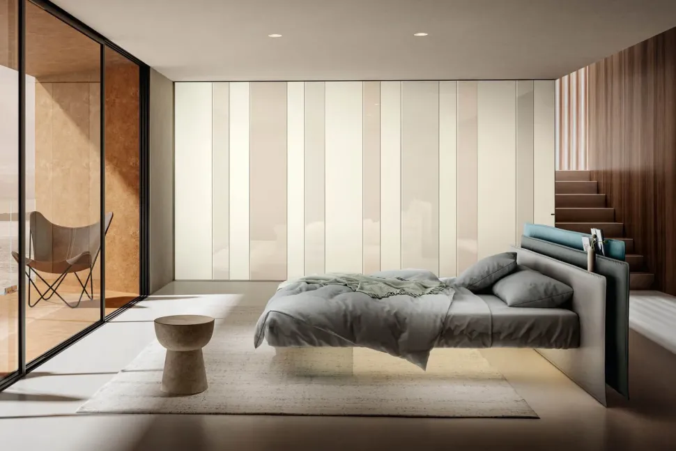 Letto design con piedini Vele_bed Lago a prezzo ribassato