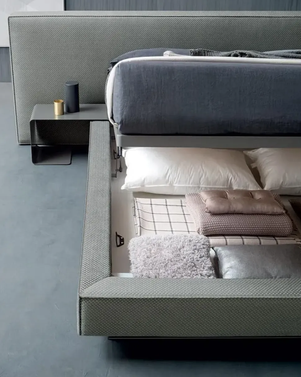 Letto imbottito con contenitore 200 x 200 Artigianale a prezzo ribassato
