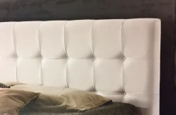 Letto imbottito con contenitore Domino - matrimoniale Artigianale a prezzo ribassato