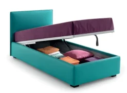 Letto imbottito con contenitore Piping Samoa a prezzo ribassato