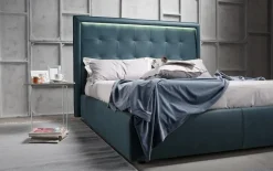 Letto imbottito con contenitore Letto pelle led italia Md work a prezzo ribassato