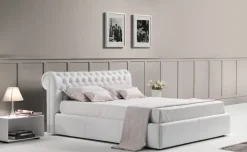 Letto imbottito con contenitore Rey nl Md work a prezzo scontato