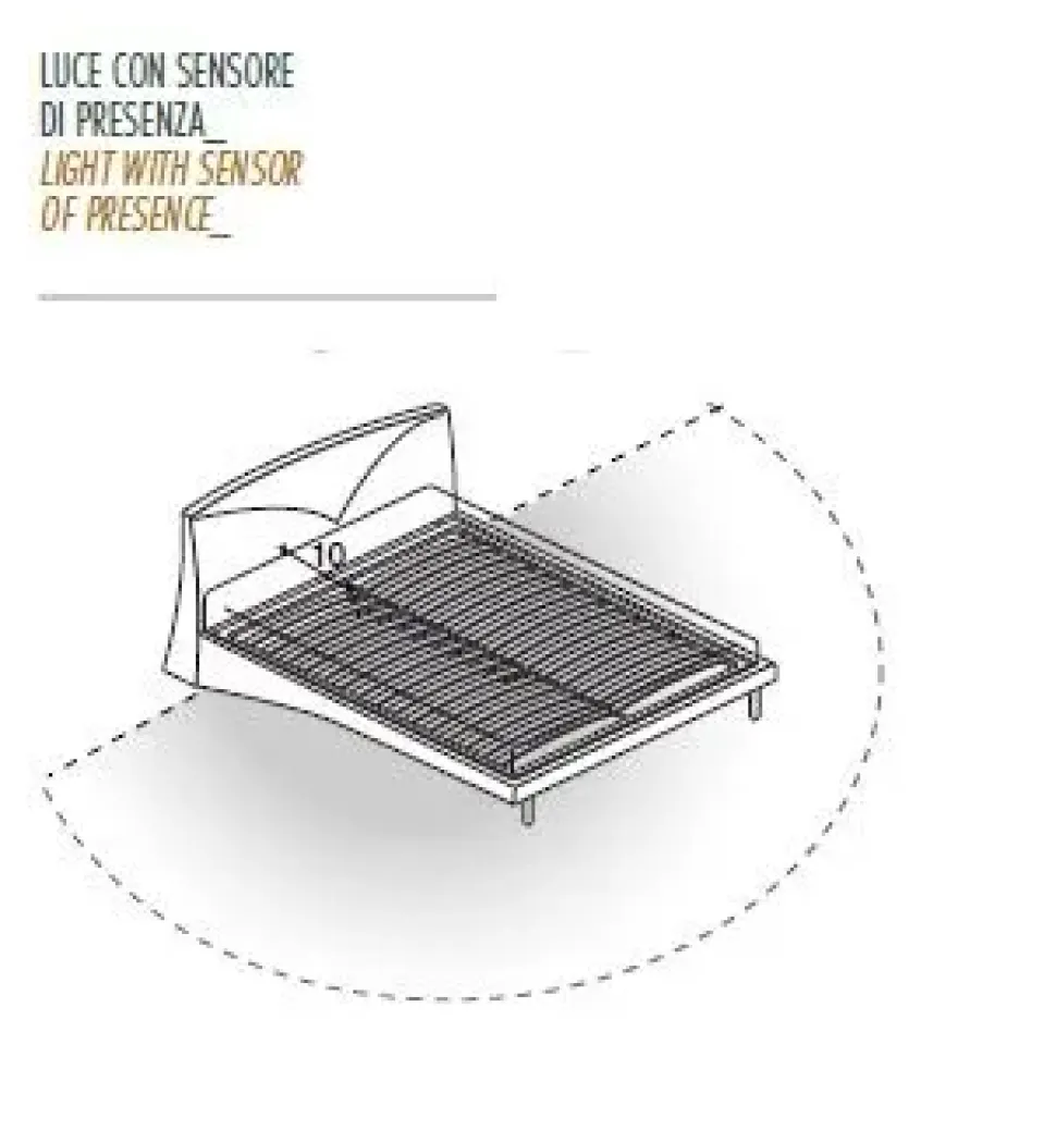 Letto imbottito con gambe Letto maxi con led180 x 200 luxury Md work a prezzo scontato