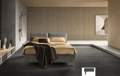 Letto imbottito con giroletto Form compatto Samoa a prezzo scontato