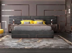Letto imbottito con giroletto Letto acciaio oro rosa Md work a prezzo scontato