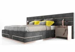 Letto imbottito con giroletto Letto acciaio oro rosa Md work a prezzo scontato