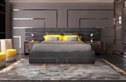 Letto imbottito con giroletto Letto acciaio oro rosa Md work a prezzo scontato