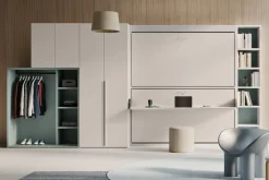 Letto in legno a scomparsa Hiro up con scrittoio Clever a prezzo ribassato