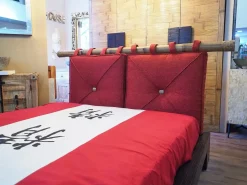Letto in legno con giroletto Letto zedn japan legno ebambu con cuscinoni red  Nuovi mondi cucine a prezzo scontato
