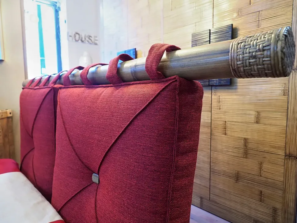 Letto in legno con giroletto Letto zedn japan legno ebambu con cuscinoni red Nuovi mondi cucine a prezzo scontato