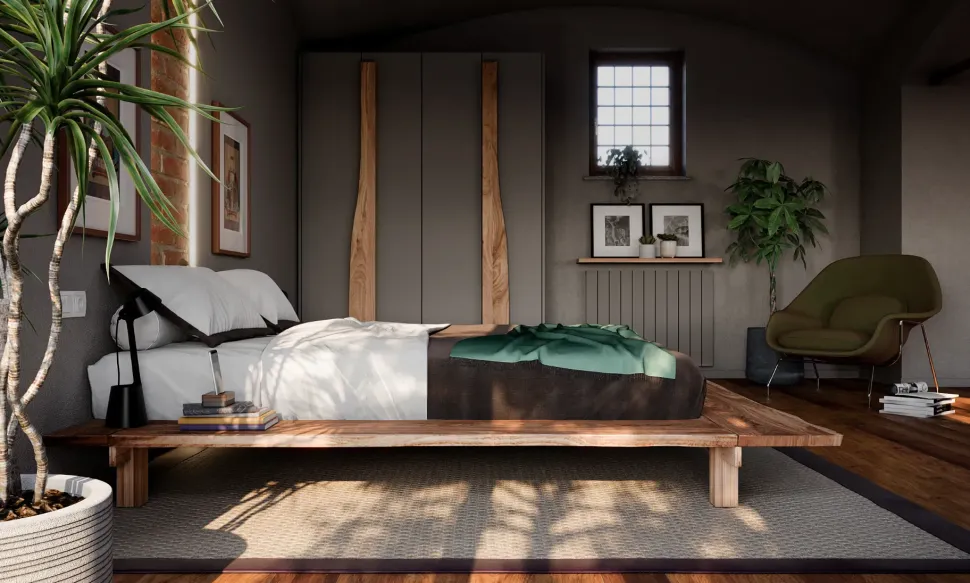 Letto in legno modello Letto matyrimoniale zen japan in legno di Nuovi mondi collection scontato 50%