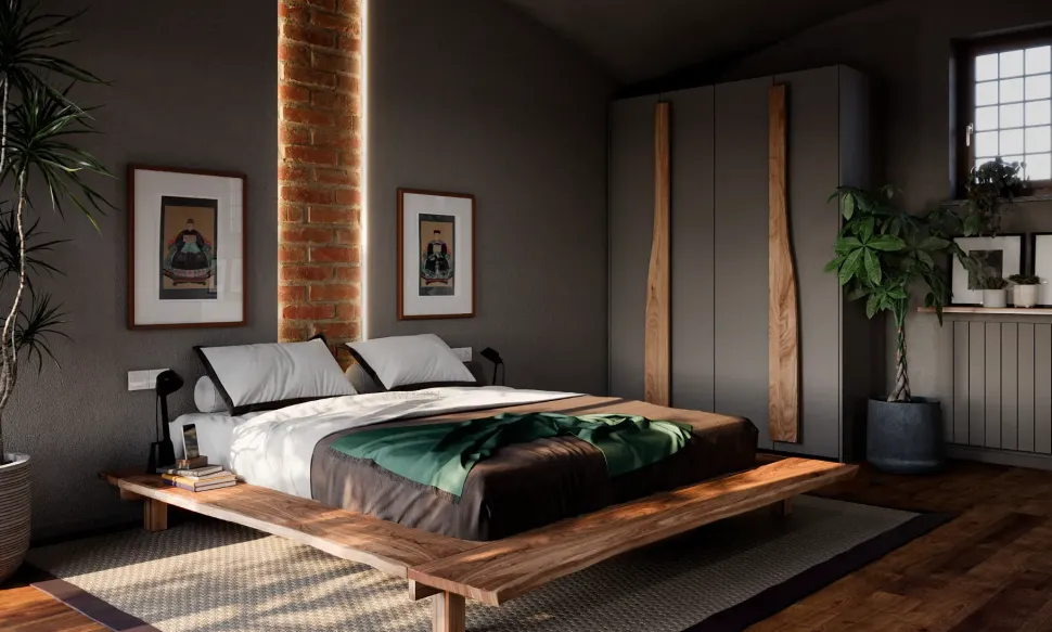 Letto in legno modello Letto matyrimoniale zen japan in legno di Nuovi mondi collection scontato 50%