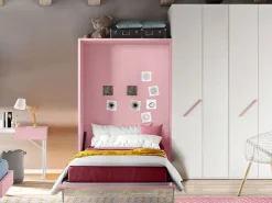 Letto Letto a scomparsa per ragazzi una piazza e mezza, colore cipria di Artigianale scontato del 46%