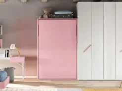 Letto Letto a scomparsa per ragazzi una piazza e mezza, colore cipria di Artigianale scontato del 46%