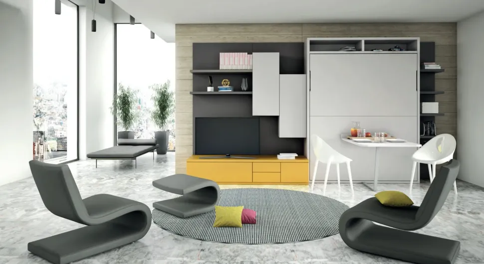 Letto Letto a scomparsa verticale francese con tavolo di Artigianale scontato del 28%