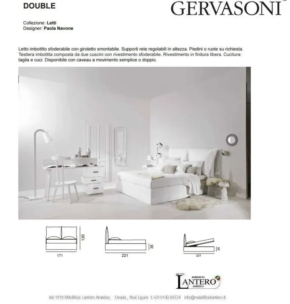 Letto matrimoniale con contenitore Double Gervasoni a prezzo scontato