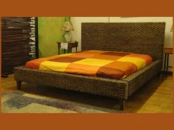Letto matrimoniale in rattan in stile etnico scontato del -50%
