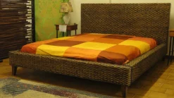 Letto matrimoniale in rattan in stile etnico scontato del -50%