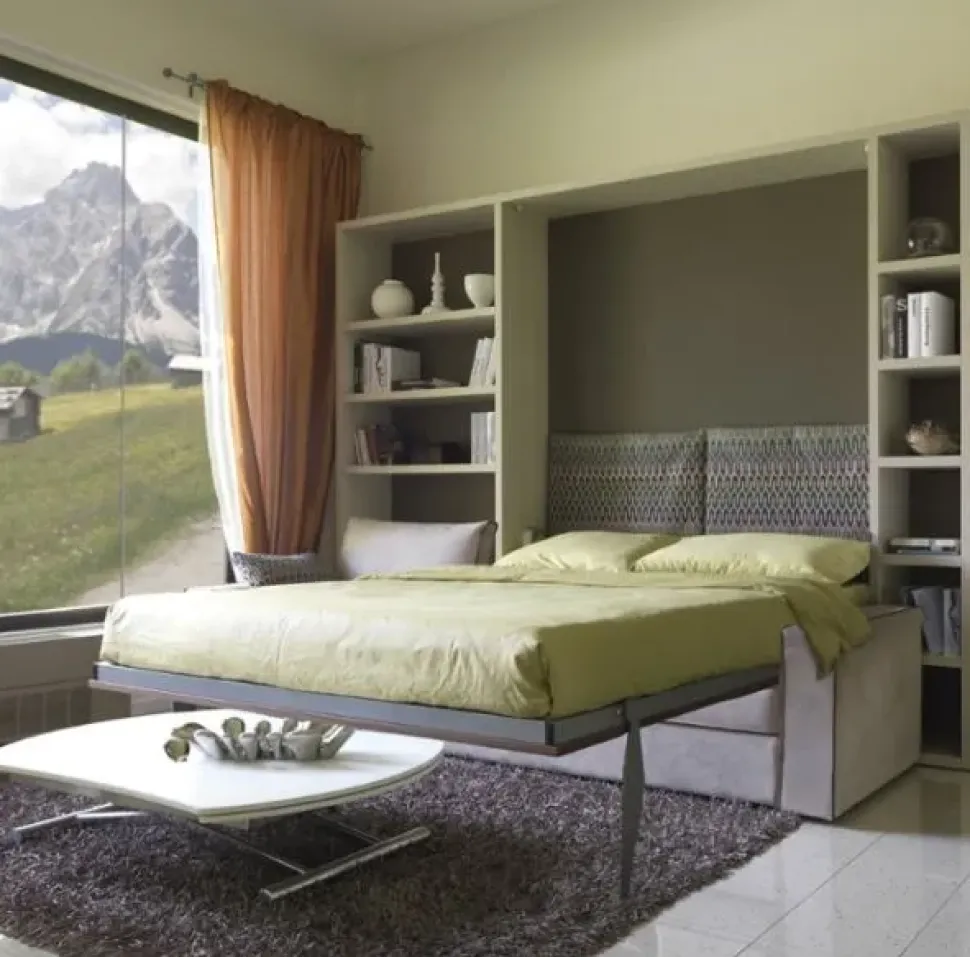 Letto moderno a scomparsa Letto a scomparsa matrimoniale con divano contenitore mec Artigianale a prezzo ribassato