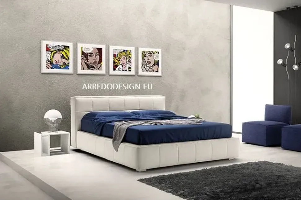 Letto moderno con contenitore Square * Samoa a prezzo ribassato