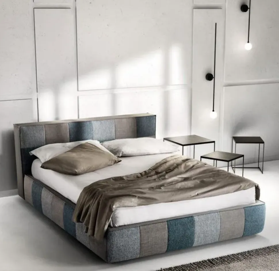 Letto moderno con contenitore Square * Samoa a prezzo ribassato