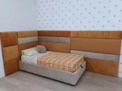 Letto moderno con contenitore Con boiserie a muro Artigianale a prezzo ribassato