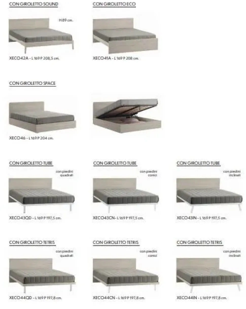 Letto moderno con gambe Eco Zg mobili a prezzo scontato