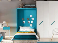 Letto moderno Letto a scomparsa una piazza e mezza, colore oceano Artigianale scontato 46%