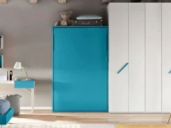 Letto moderno Letto a scomparsa una piazza e mezza, colore oceano Artigianale scontato 46%