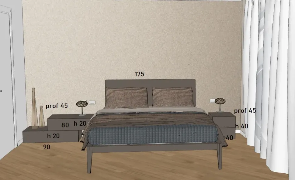 Letto moderno Letto spillo e comodini people Pianca con un ribasso del 26%