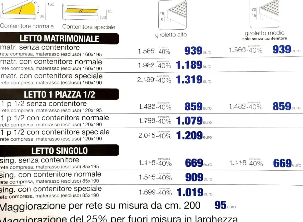 Letto moderno Nizza Salvetti con uno sconto del 40%