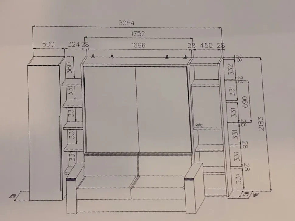 Letto singolo a scomparsa Convertibile orizzontale Duebitalia a prezzo ribassato