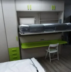 Letto singolo Letto a castello larice  verde acido Artigianale con un ribasso IMPERDIBILE