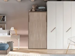 Letto Verticale a scomparsa in finitura gessato canapa. Prezzo Outlet!