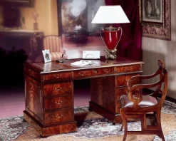 Libreria Artigianale in legno Scrivania mod.oxford in piuma di mogano scontata del 30% a prezzo scontato