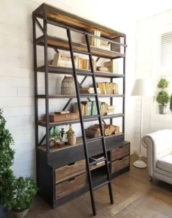 Libreria Collezione esclusiva in legno scontata -44%: scopri Libreria industrial c/scala