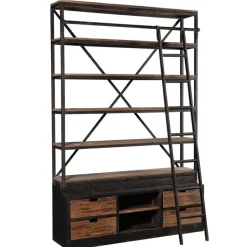 Libreria Collezione esclusiva in legno scontata -44%: scopri Libreria industrial c/scala