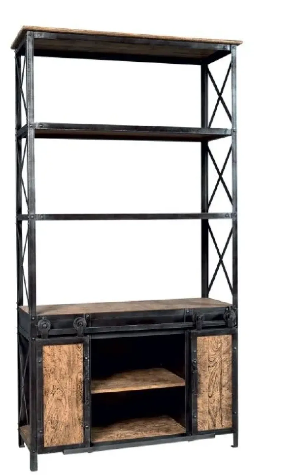 Libreria Outlet etnico in legno a prezzo scontato: scopri Libreria industrial stomp legno e ferro