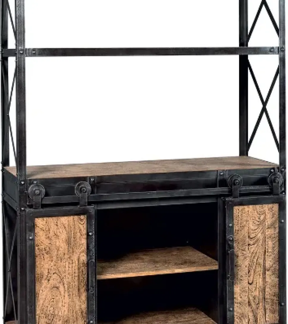 Libreria Outlet etnico in legno a prezzo scontato: scopri Libreria industrial stomp legno e ferro