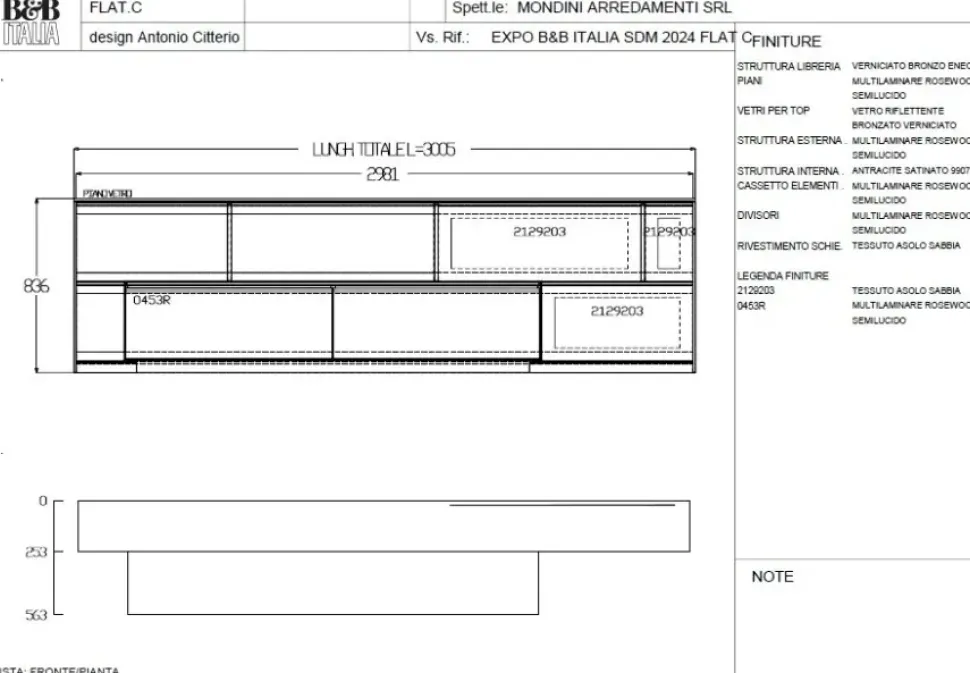 Madia di B&b italia in legno Flat a prezzo Outlet