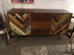 Madia di Outlet etnico in legno Madia ante e tre cassetti rennes  industrial in legno   in Offerta Outlet