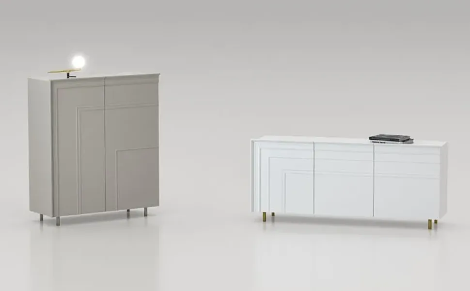 Madia in stile design Gessolina con piedini di Minotti italia in offerta