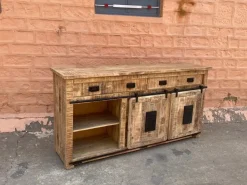 Madia in stile moderno Credenza industrial  jupiter ante scorrevoli e cassetti   in  offerta   di Outlet etnico a prezzo scontato