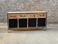 Madia M,adia credenza industrial legno e ferro  4 ante 4 cassetti di Outlet etnico con forte sconto