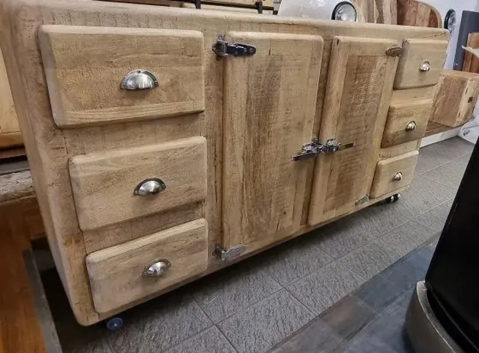 Madia Mobile vintage vecchia ghiacciaia in legno di Outlet etnico a prezzi convenienti