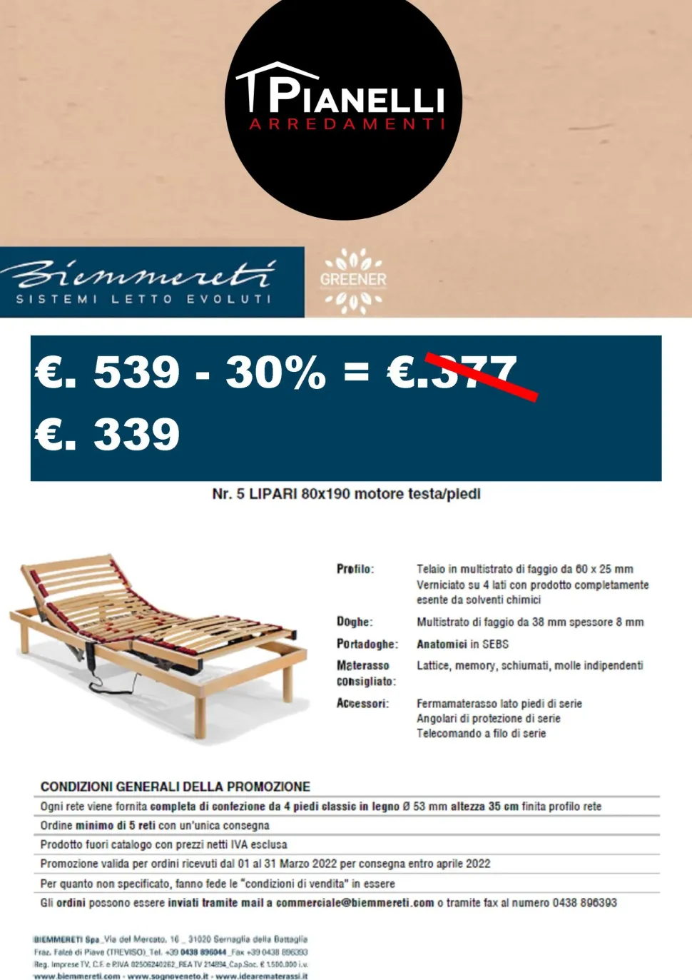 Materasso Corallo Artigianale memory a prezzo ribassato