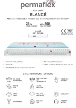 Materasso Materasso permaflex modello elancè molle insacchettate Permaflex