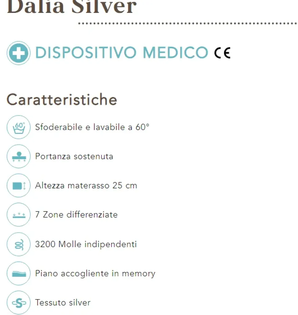 Materasso matrimoniale Sogno veneto Dalia silver a prezzi outlet