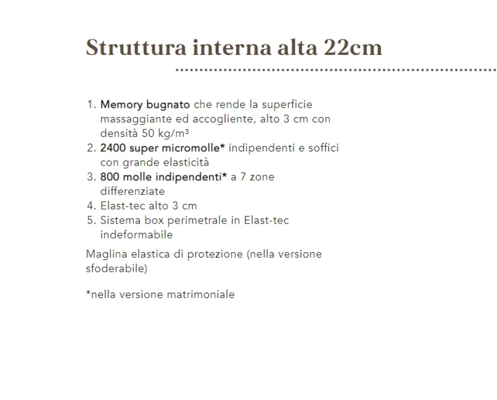 Materasso matrimoniale Sogno veneto Dalia silver a prezzi outlet